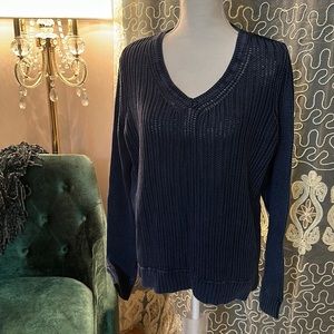 Style&Co women’s chunky knit pullover vneck sweater top xlarge blue